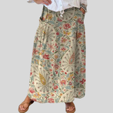 Alice — Women's Vintage Floral Art Printed Linen Pocket Skirt
