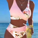 Denise — Bikini with Contrasting Floral Print and Slit