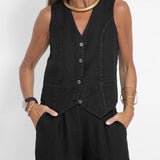 Orla — Set of Buttoned Vest and Wide Trousers