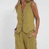 Orla — Set of Buttoned Vest and Wide Trousers