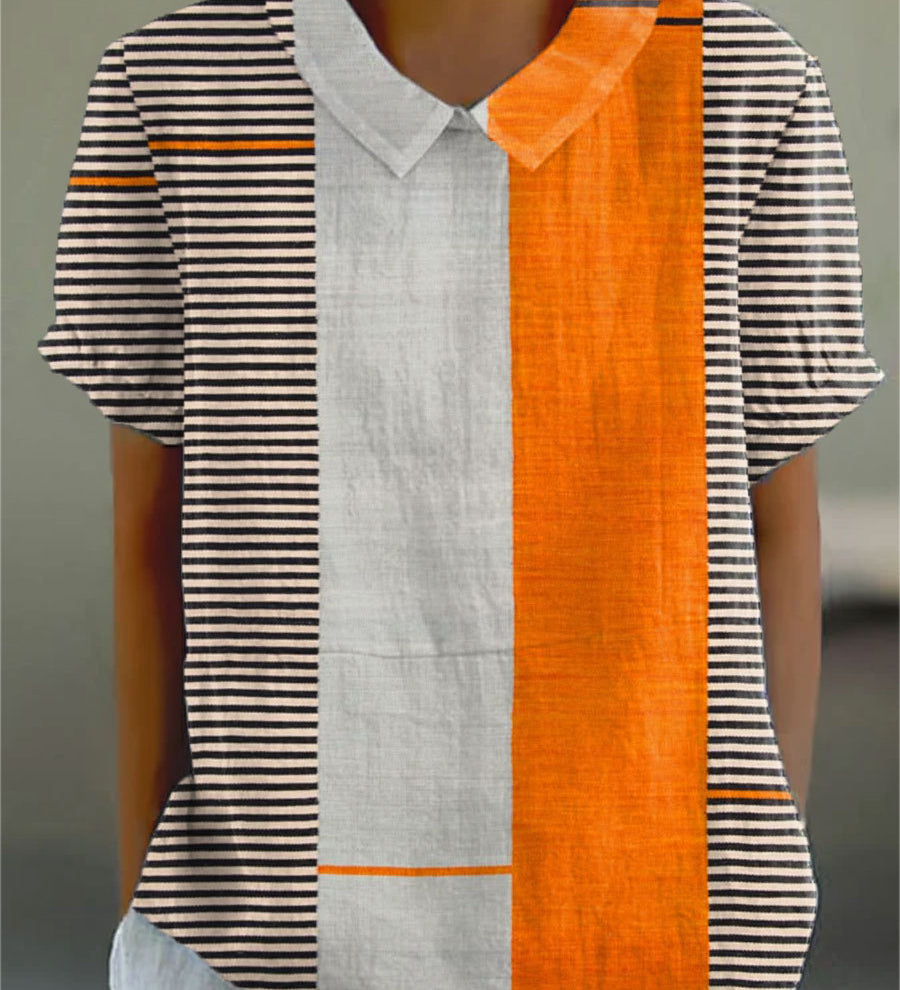 Ruth — Striped Colour Block Blouse