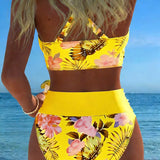 Denise — Bikini with Contrasting Floral Print and Slit