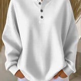 Doireann — Cosy Waffle-Knit Henley Jumper