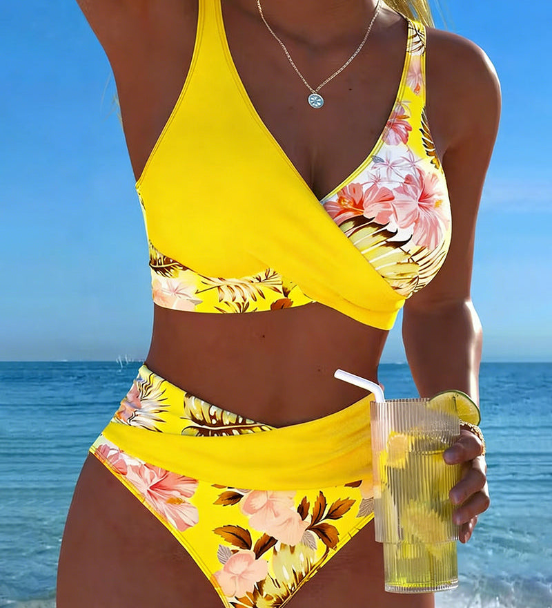 Denise — Bikini with Contrasting Floral Print and Slit