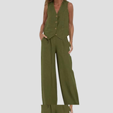Orla — Set of Buttoned Vest and Wide Trousers