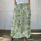 Deirdre — Enriched Spring Field Repeat Pattern Printed Women's Linen Pocket Skirt