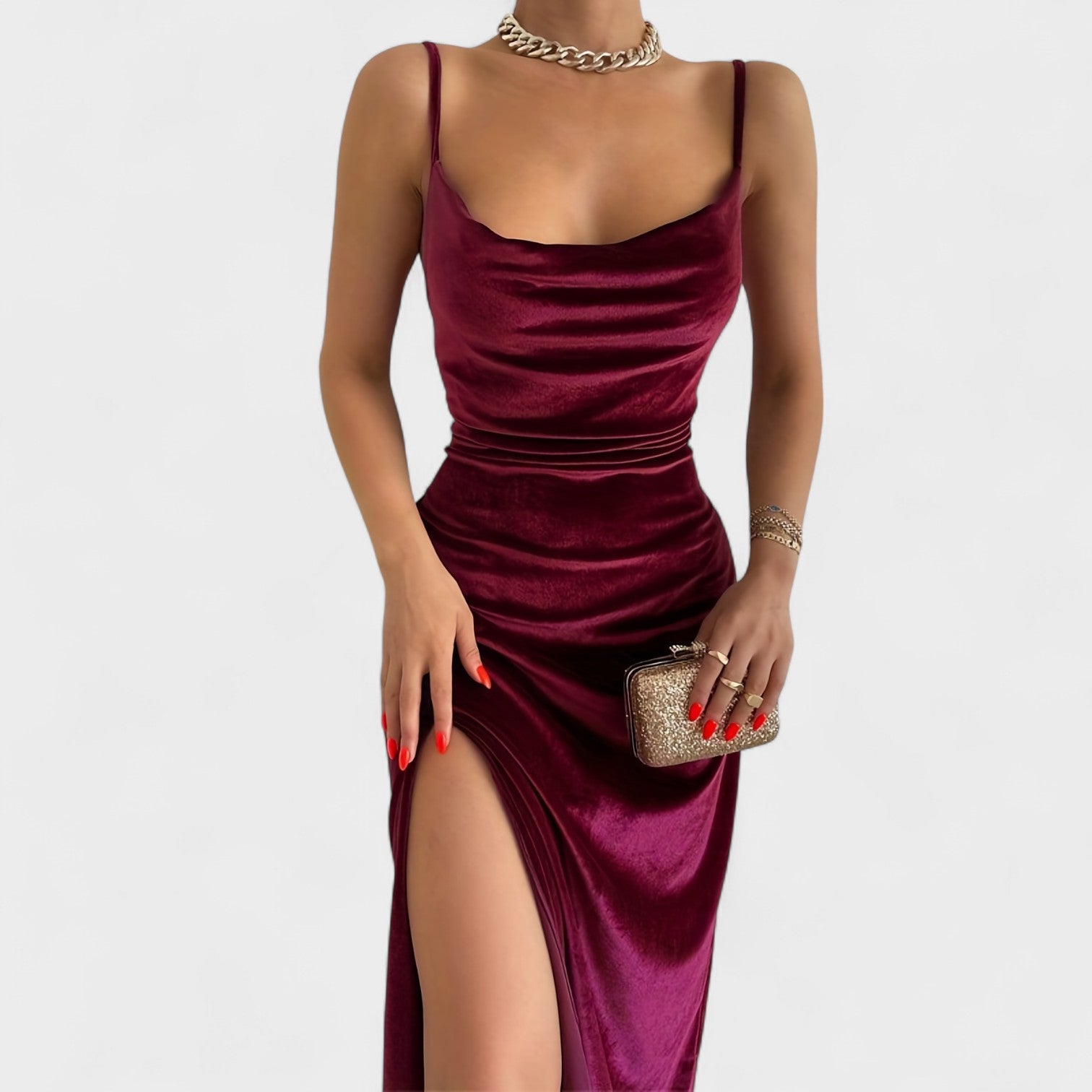 Úna — Velvet Dress with Slit