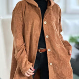 Catherine — Corduroy Hooded Cardigan