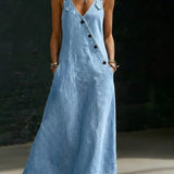 Chloe — Long Denim Button Down Dress