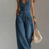 Órlaith — Casual Denim Wide Jumpsuit