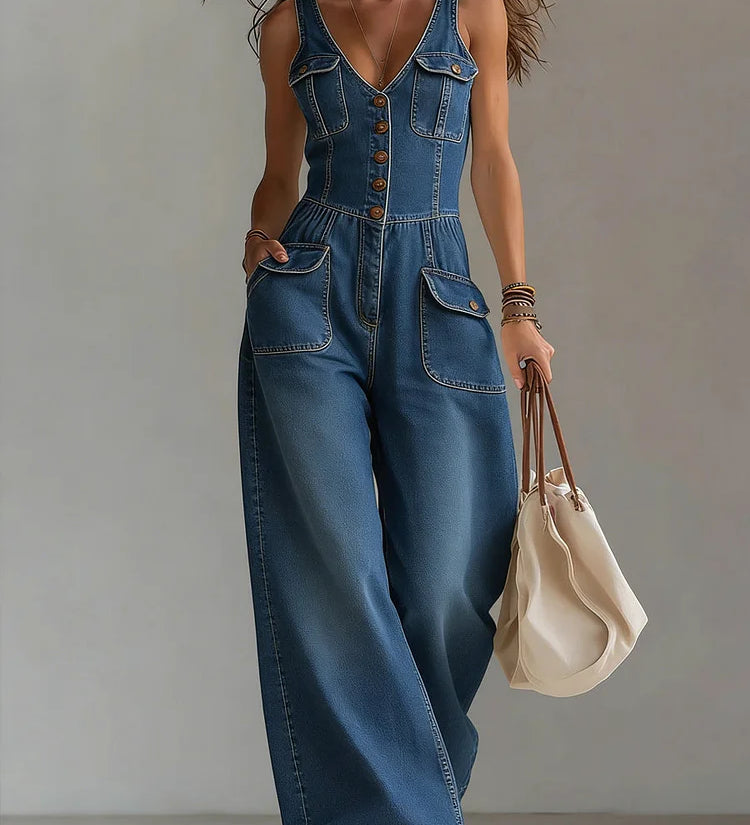 Órlaith — Casual Denim Wide Jumpsuit