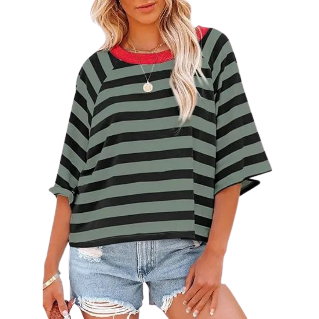 Moira — Trendy Loose Fit Summer Crewneck Top