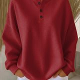 Doireann — Cosy Waffle-Knit Henley Jumper
