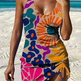 Emer — Floral Graphic Tankini with Shorts, Tummy Control Effect