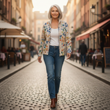 Siobhán — Vest with Colourful Leaf Pattern
