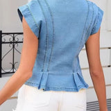Úna — V-Neck Denim Top