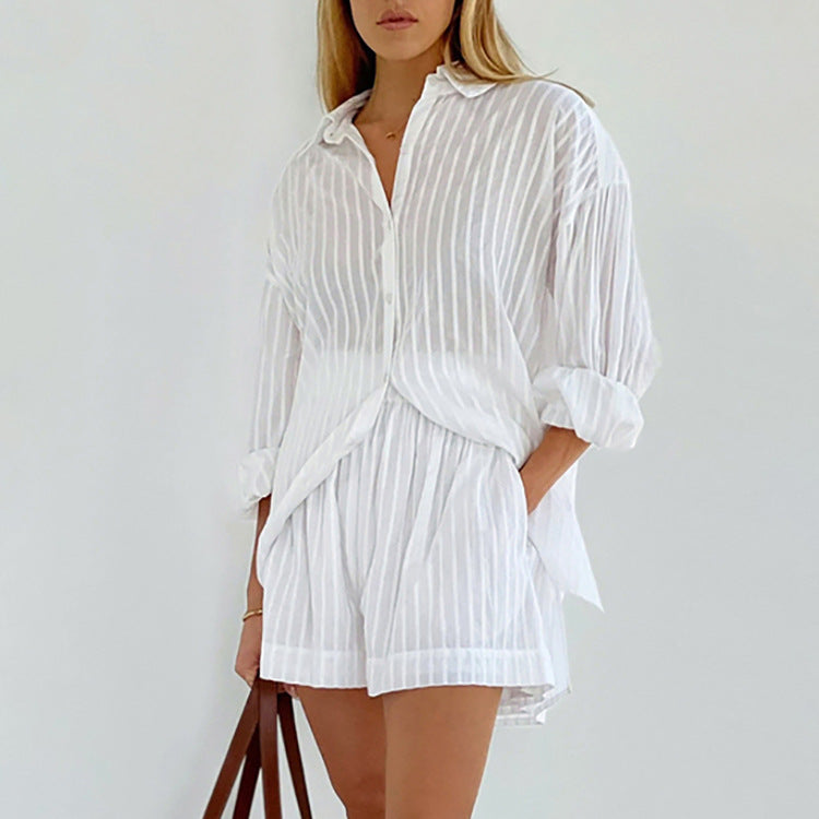 Lily — Airy Set of Button-Up Blouse and Shorts