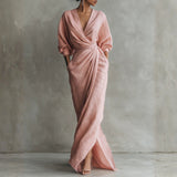 Bríd — Pink Linen Maxi Dress
