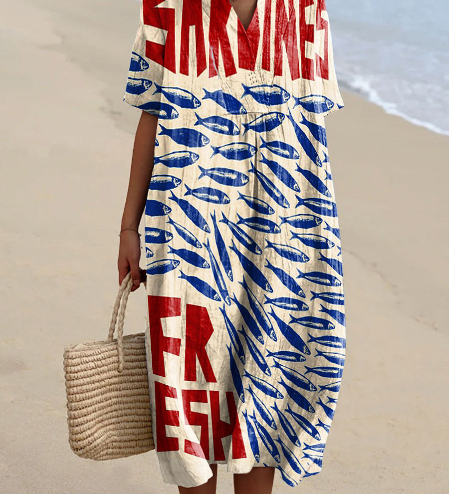 Aileen — Dress with Sardine Pattern