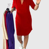 Olivia — Solid V-Neck Dress