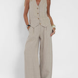 Orla — Set of Buttoned Vest and Wide Trousers