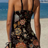 Emer — Floral Graphic Tankini with Shorts, Tummy Control Effect