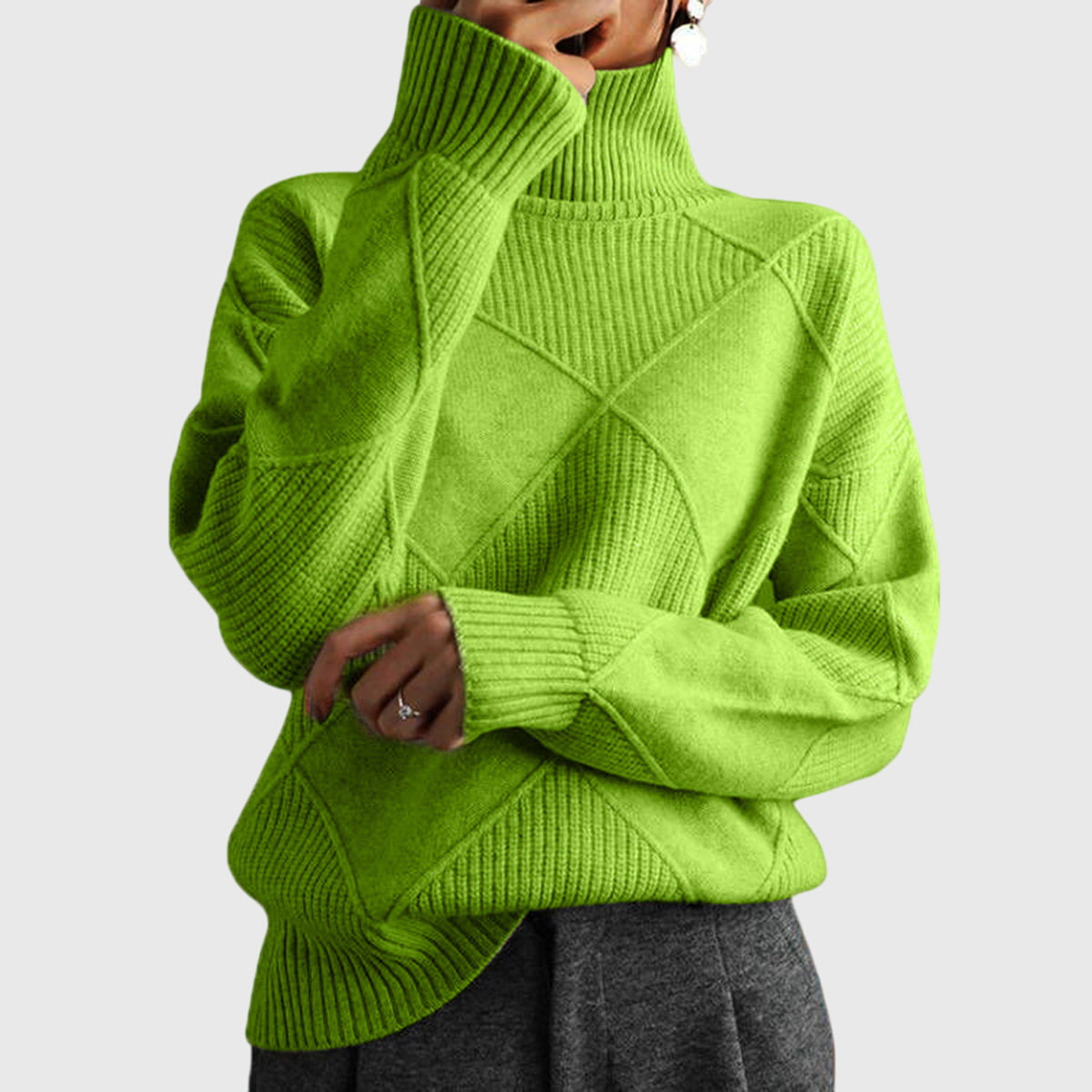 Oonagh — Geometric Turtleneck Jumper