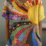 Rita — Sunburst Patchwork Blouse