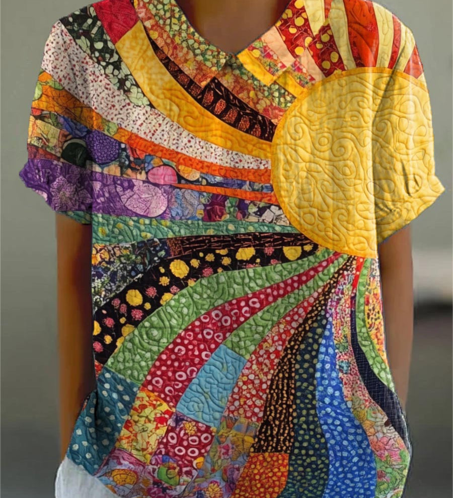 Rita — Sunburst Patchwork Blouse