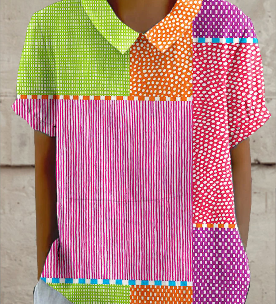 Doireann — Colourful Patchwork Blouse