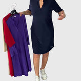 Olivia — Solid V-Neck Dress