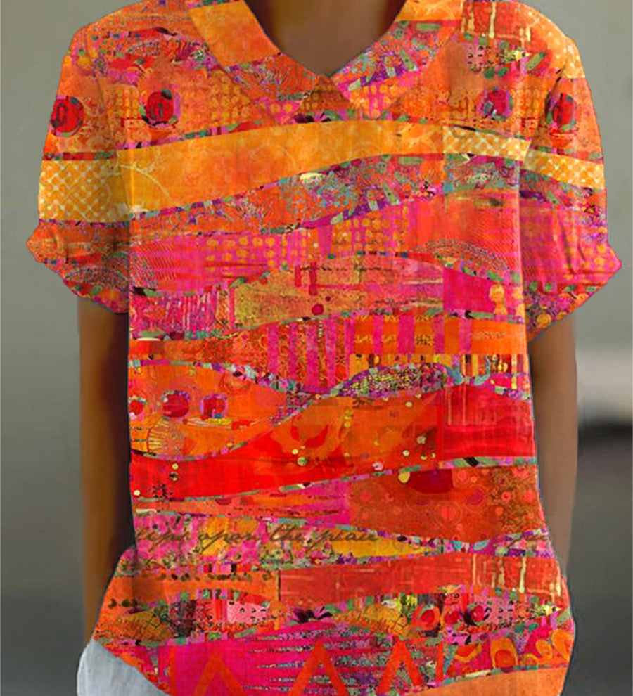 Nora — Blouse with Abstract Print