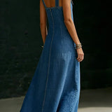 Chloe — Long Denim Button Down Dress