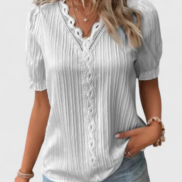 Leah — Elegant V-Neck Blouse