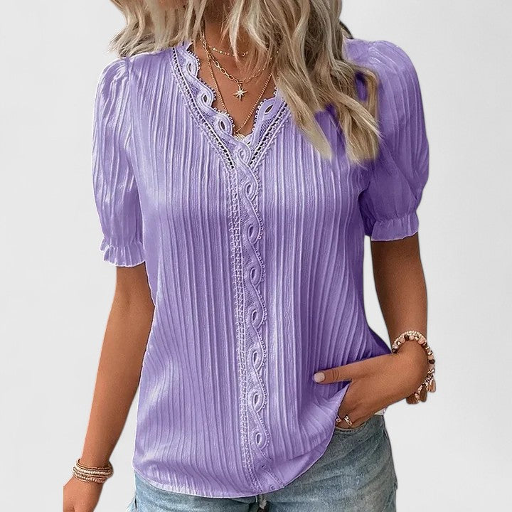 Leah — Elegant V-Neck Blouse