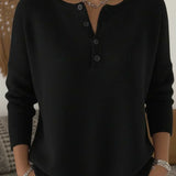Éadaoin — Knitted Henley Button-Up Jumper