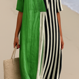 Ella — Vibrant Green Dress with Black Stripes