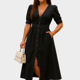 Monica — Denim Maxi Dress with Buttons