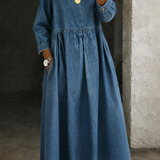Aoife — Peter Pan Collar Denim Dress