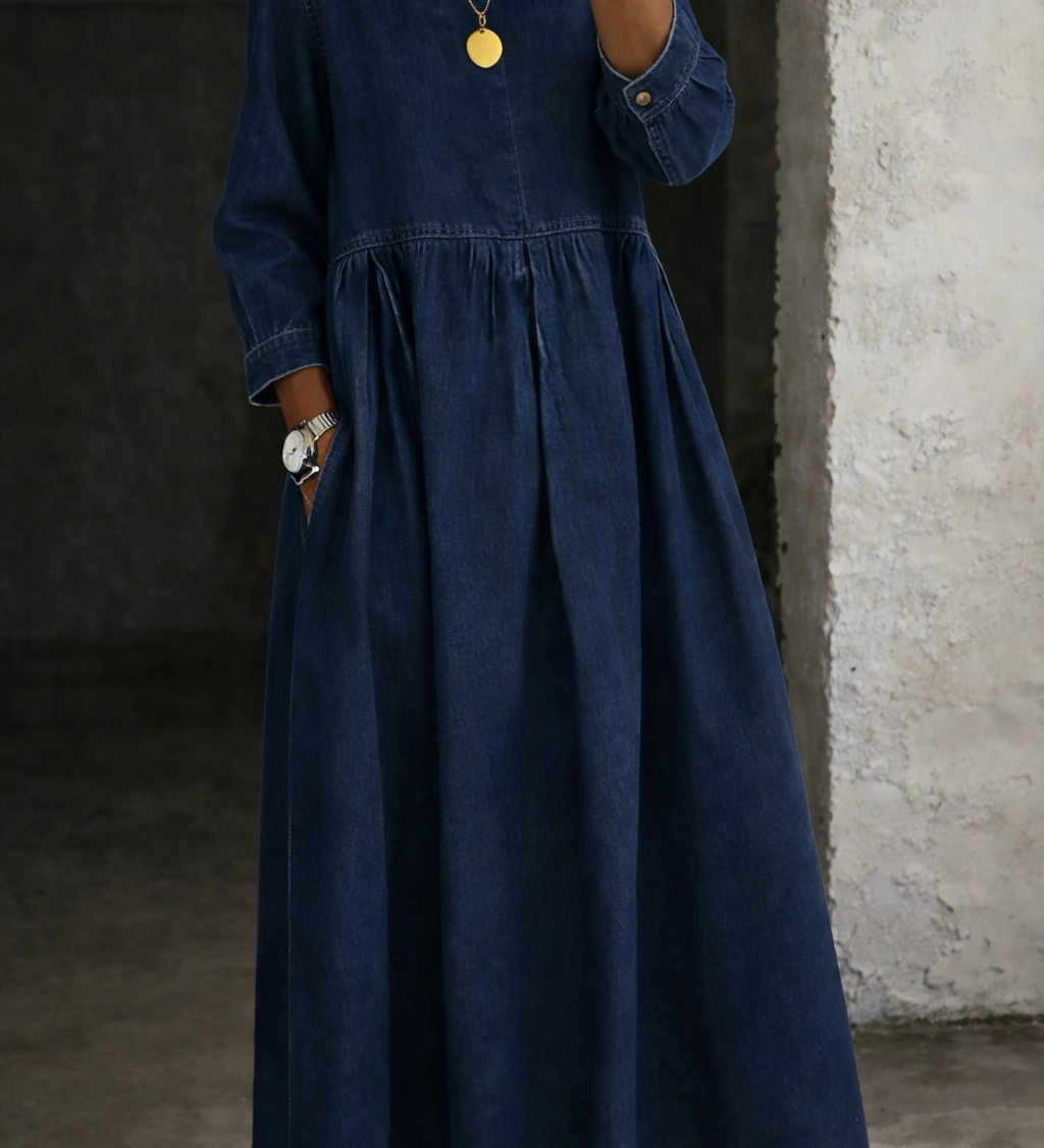 Aoife — Peter Pan Collar Denim Dress