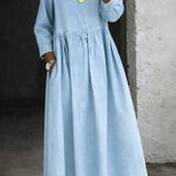 Aoife — Peter Pan Collar Denim Dress
