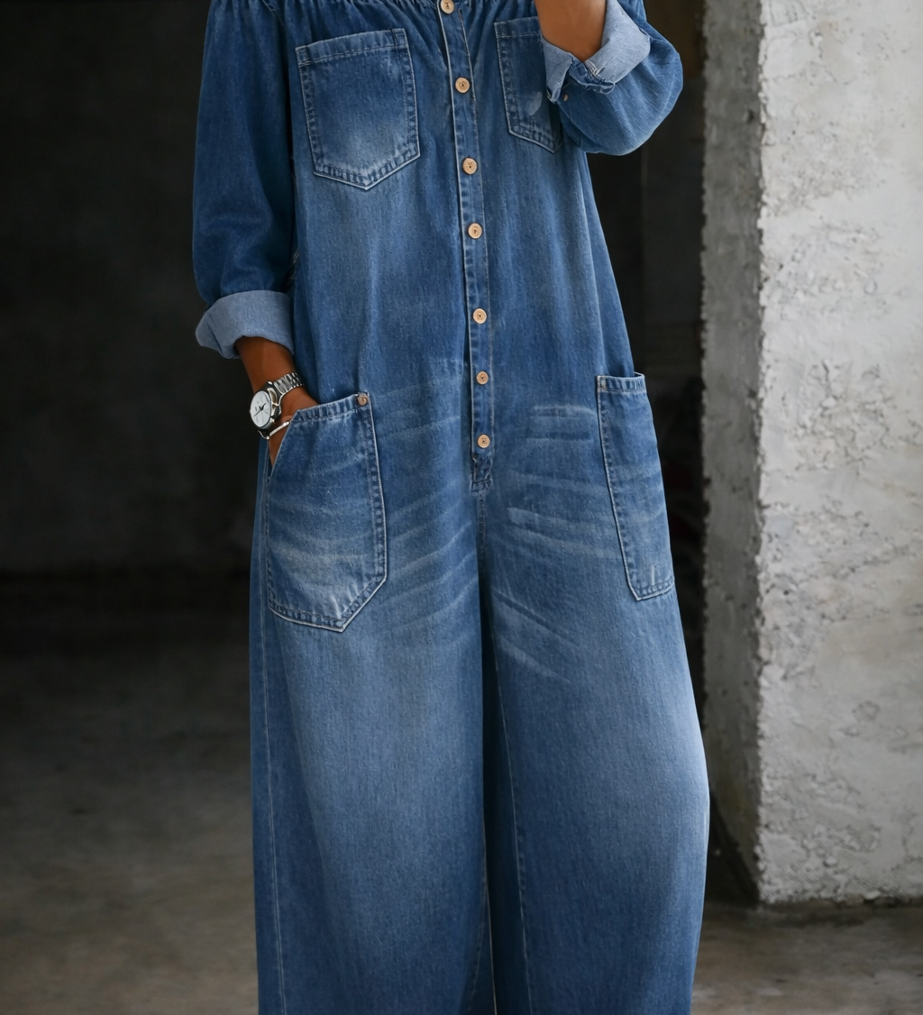 Erin — Long Sleeve Jumpsuit with Exposed Shoulders