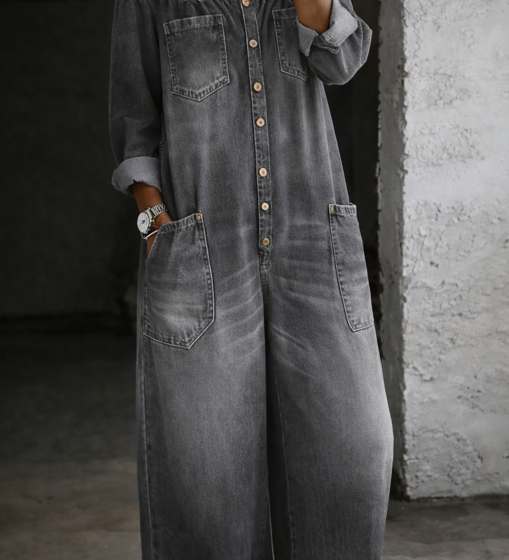 Erin — Long Sleeve Jumpsuit with Exposed Shoulders