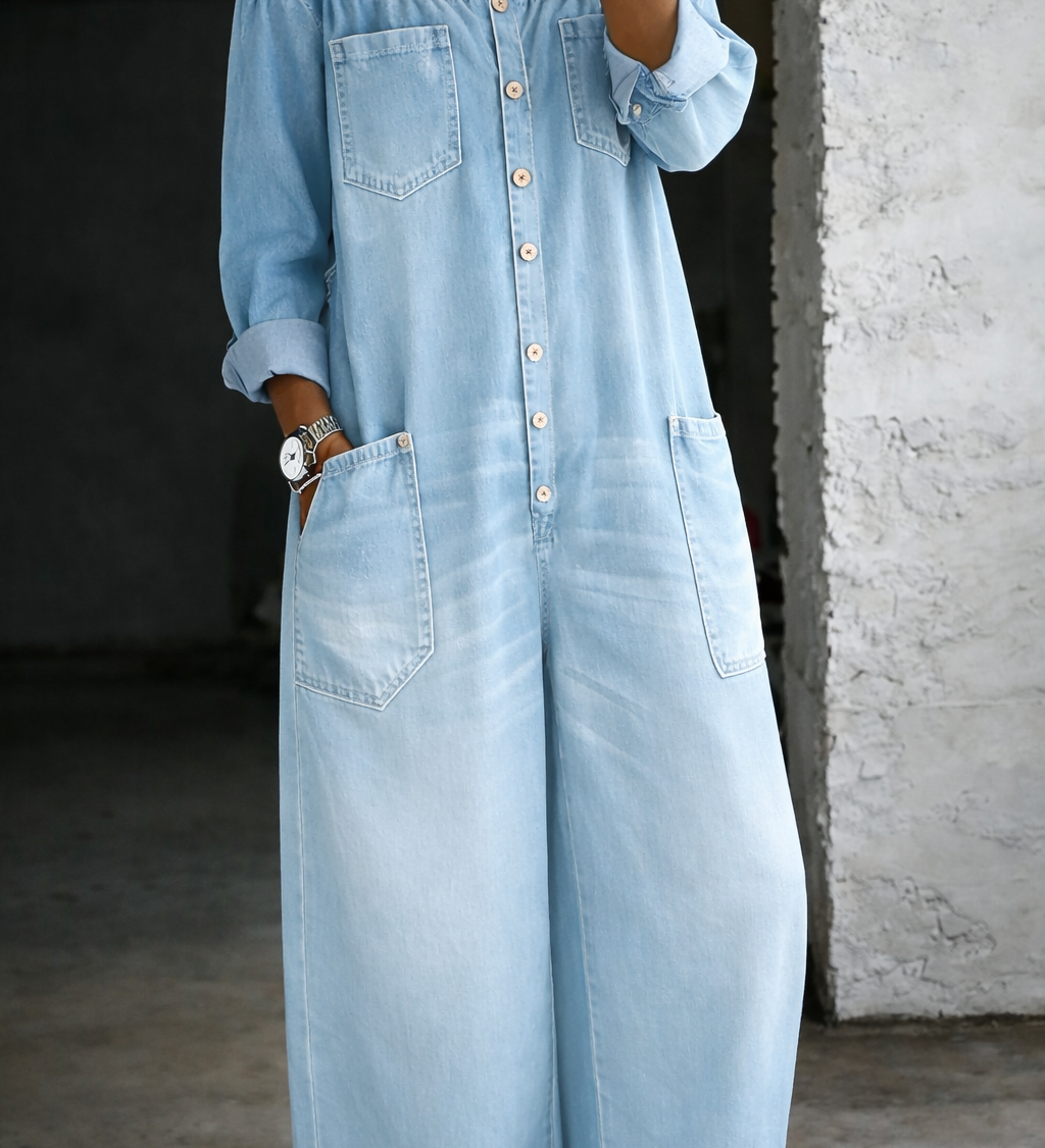 Erin — Long Sleeve Jumpsuit with Exposed Shoulders
