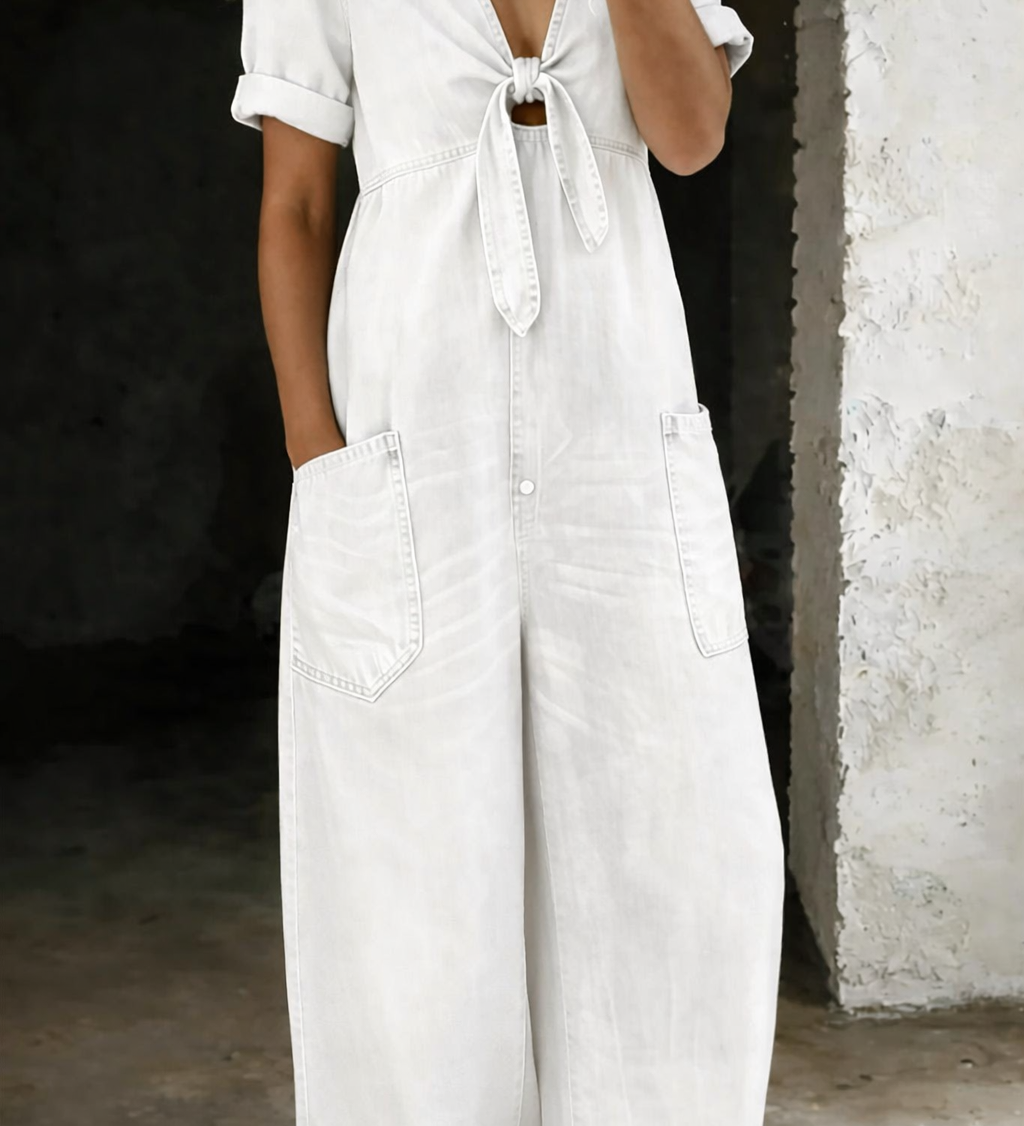 Amelia — Short Sleeve Jumpsuit with V-Neck