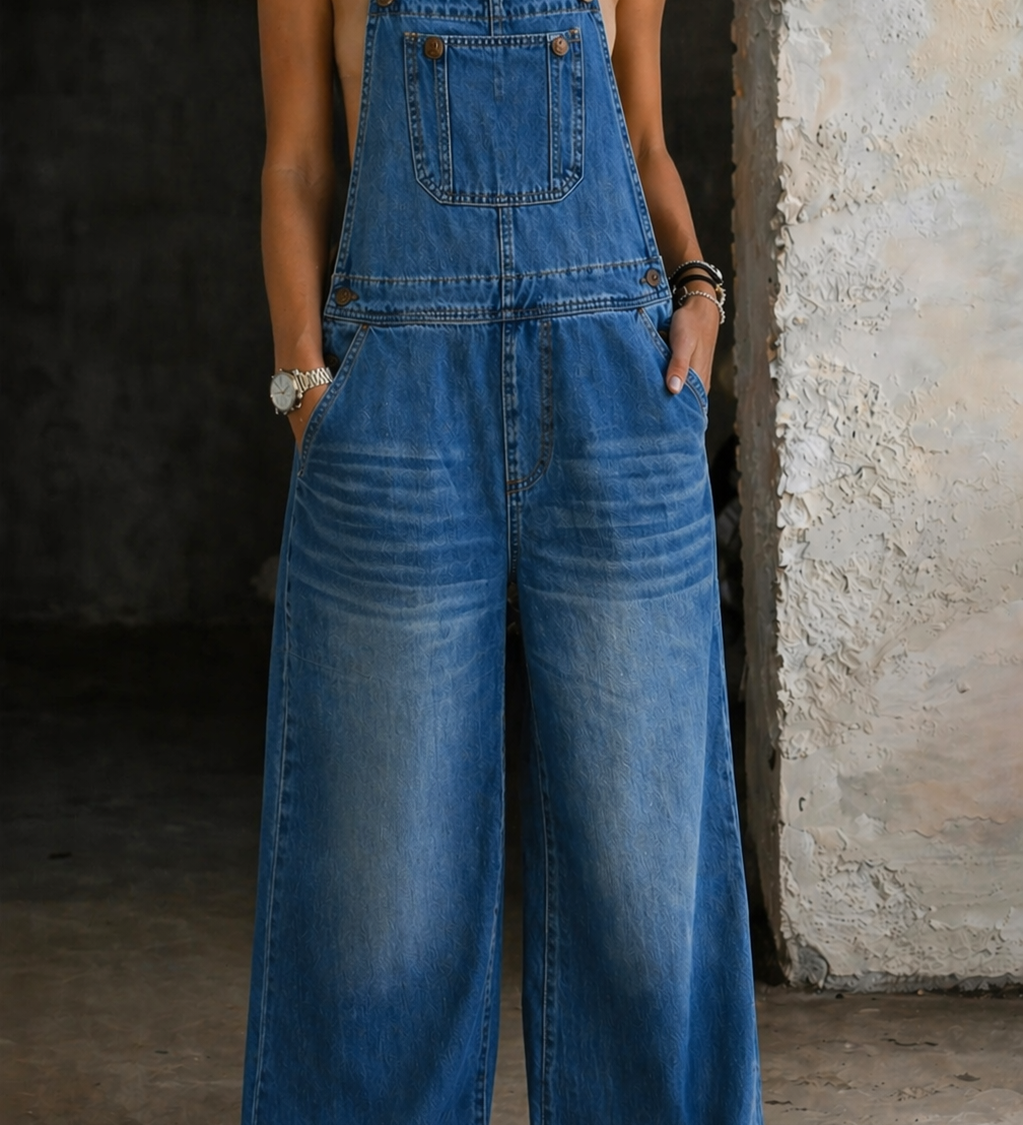 Molly — Elastic Waist Denim Jumpsuit