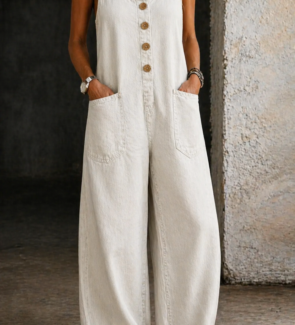 Emily — Vintage Washed Cotton Denim Overalls