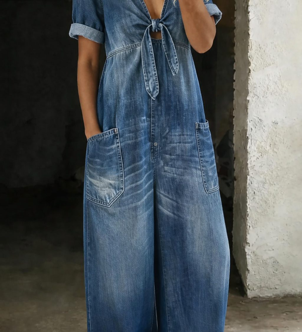 Amelia — Short Sleeve Jumpsuit with V-Neck