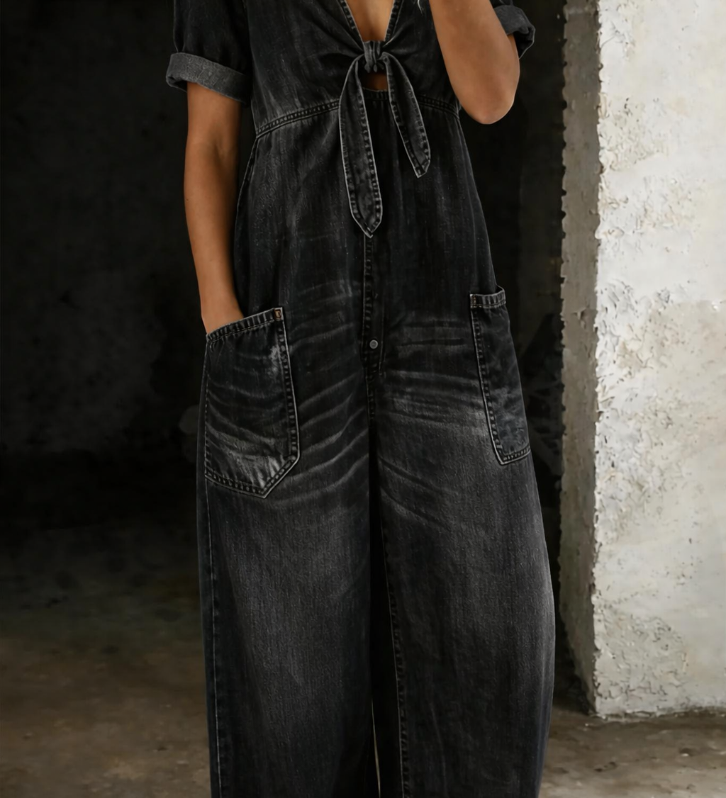 Amelia — Short Sleeve Jumpsuit with V-Neck