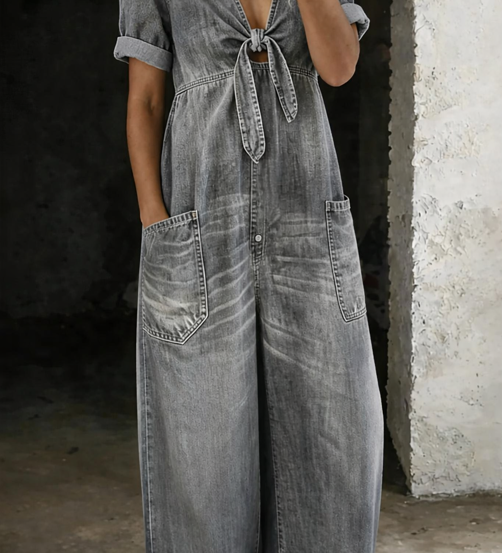 Amelia — Short Sleeve Jumpsuit with V-Neck